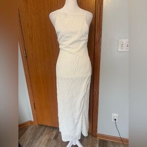 SHEIN size Small white textured long skinny strap flowy dress new with tags